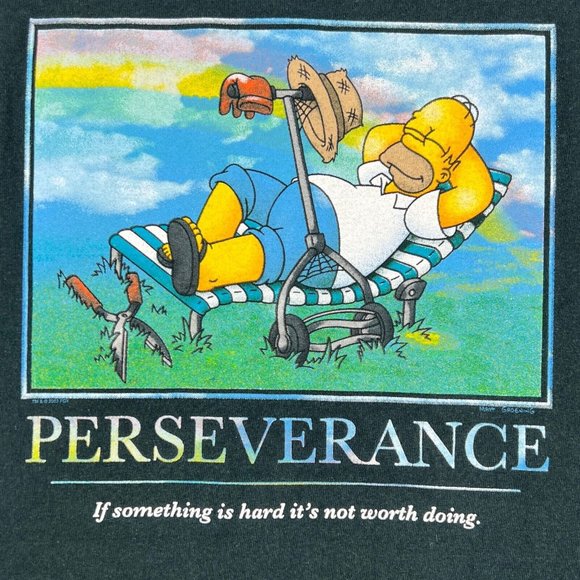 The Simpsons Homer T Shirt Men 2XL VINTAGE 2003 Perseverance Matt Groening - Picture 10 of 16